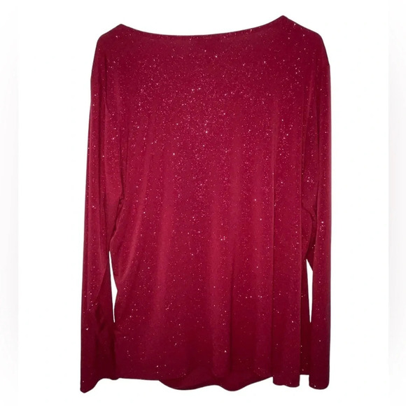 VINCE CAMUTO Opulent Mood Sparkle Long Sleeve Top Florence Red Size 2X Blouse - Picture 2 of 7